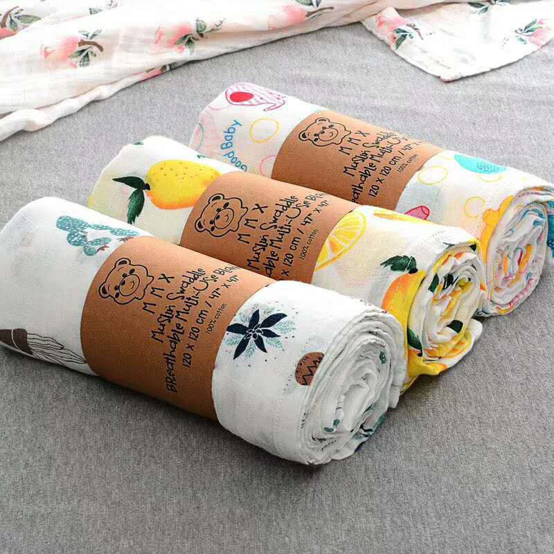 Bamboo fiber single-layer thin children's blanket summer cartoon soft absorbent bath towel 120*150