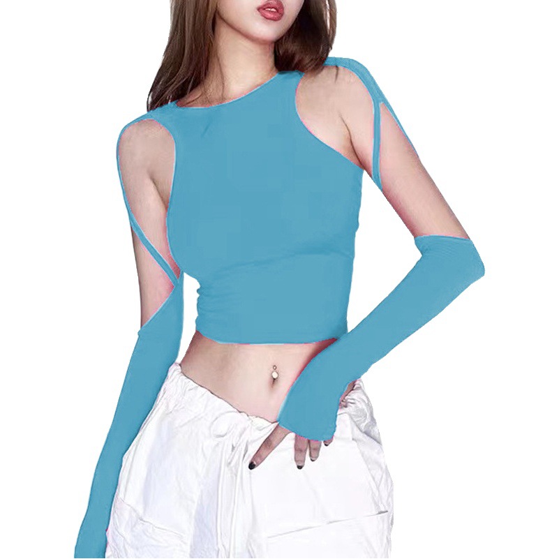 Foreign trade cross-border Sports yoga long sleeve women's dopamine hollow high waist with chest pad running fitness training top