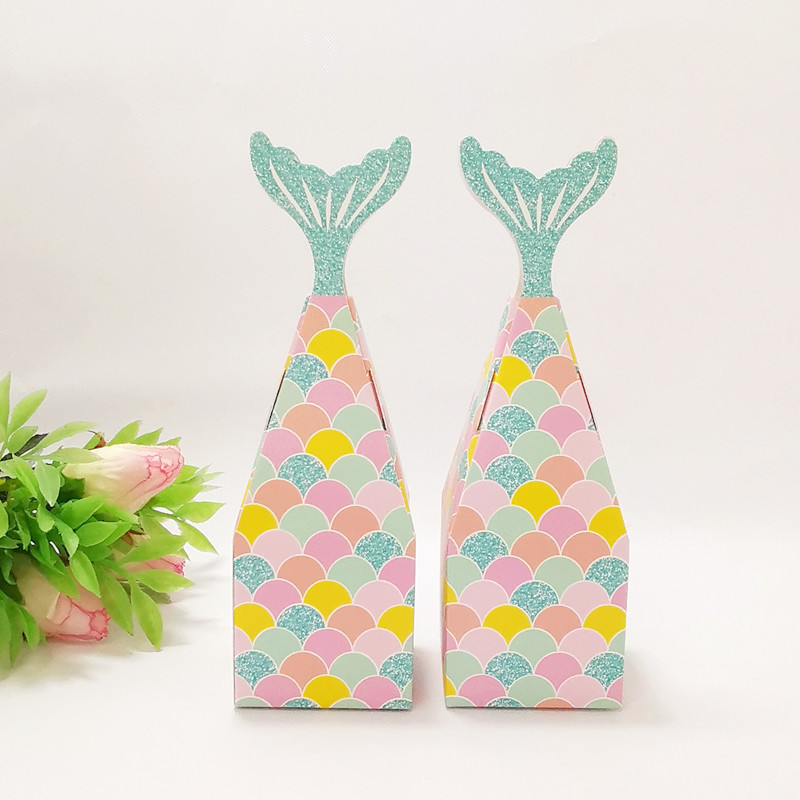 Picture of Wedding Fishtail Candy Box Wedding Return Gift Kidsren's Birthday Party Mermaid Gift Packaging Box Gift Box