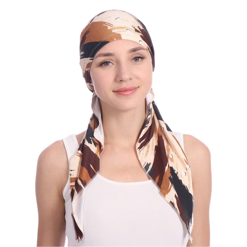 Amazon New European and American Printed Curved Cloth Hat Muslim Toe Hat Milk Silk Pullover Hat Spot