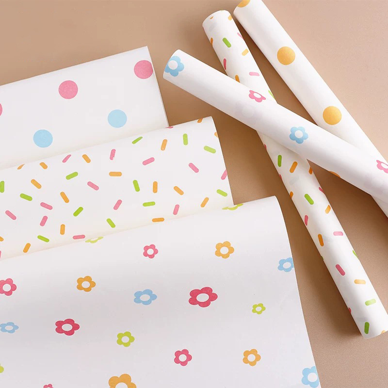 Picture of Children's Day New Children's Fun Wrapping Paper Cute Wave Dot Flowers Fresh Flower Wrapping Paper Floral Kraft Paper