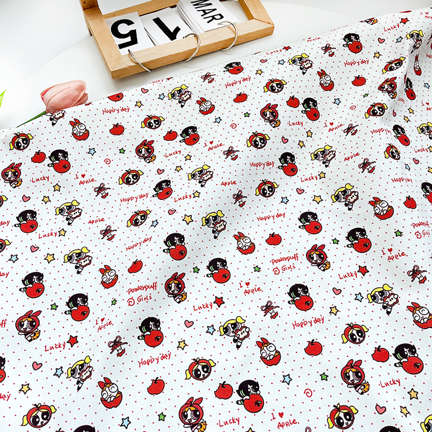 Apple Powerpuff Girls Cotton Canvas Bag Jacket Vest Handmade DIY Fabric 1.0m Price