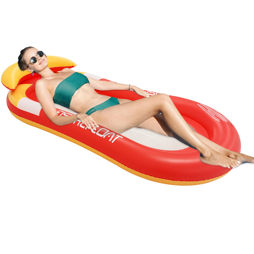 Picture of in stock Water Inflatable Mesh Floating Row Adult Outdoor Swimming Pool Recliner Single PVC Swim Ring Hanging Mesh Floating Bed Chair