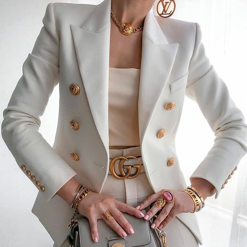 Picture of Fc996 Spot 2025 European and American Amazon Women's Clothing Slim Pure Color Fashion Casual Suit Short Outwear for Women