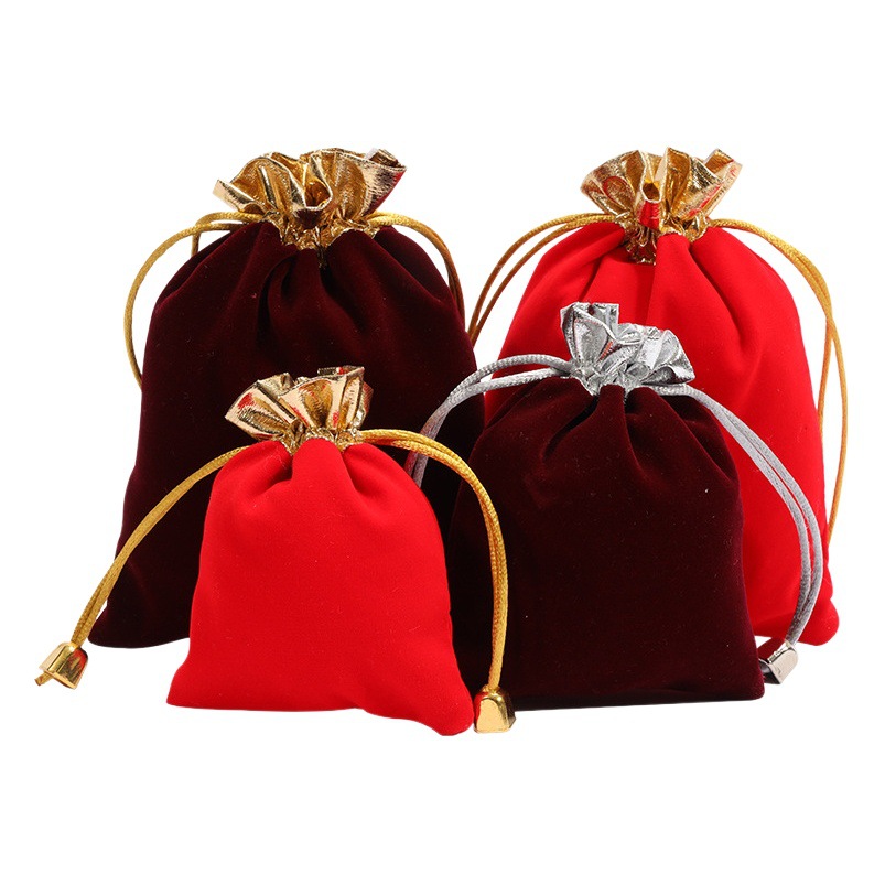 Factory wholesale Golden Mouth flannel jewelry drawstring drawstring Wenwan jewelry storage bag candy gift packaging Lucky Bag