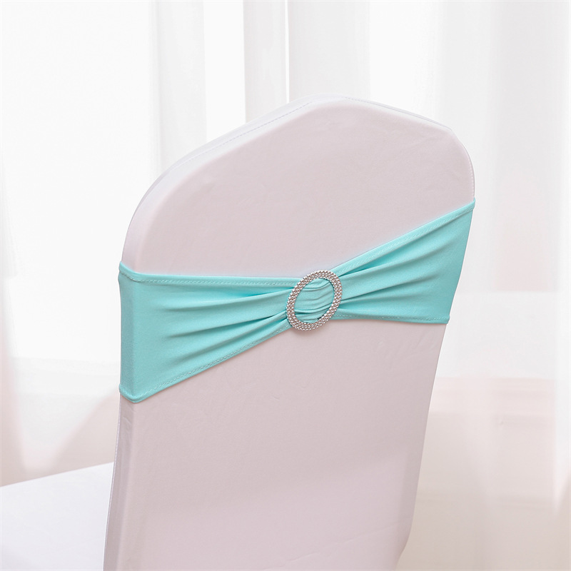 Picture of Backrest Flower Stretch Chair Cover Bow Banquet Decoration Free Wedding Ribbon Wedding Hotel Ribbon Stool Strap