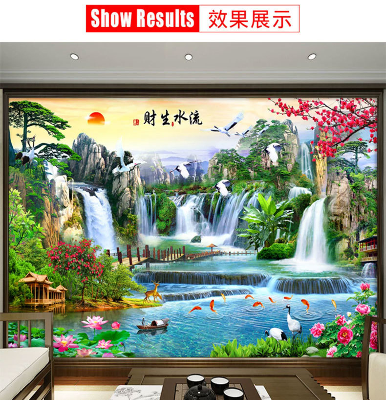 Amazon landscape painting wallpaper landscape painting wall stickers mural living room background wall Office cross-border one-piece delivery