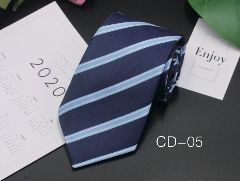 Picture of Manufacturer in stock men's business tie 8cm hand-punched professional formal wear interview striped tie men's Jacquard polyester silk