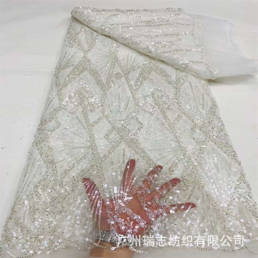 Picture of Middle East Transparent Sequin Beads Mesh Fabric Fairy Dress Wedding Dress National Costume Lace Dress Lace