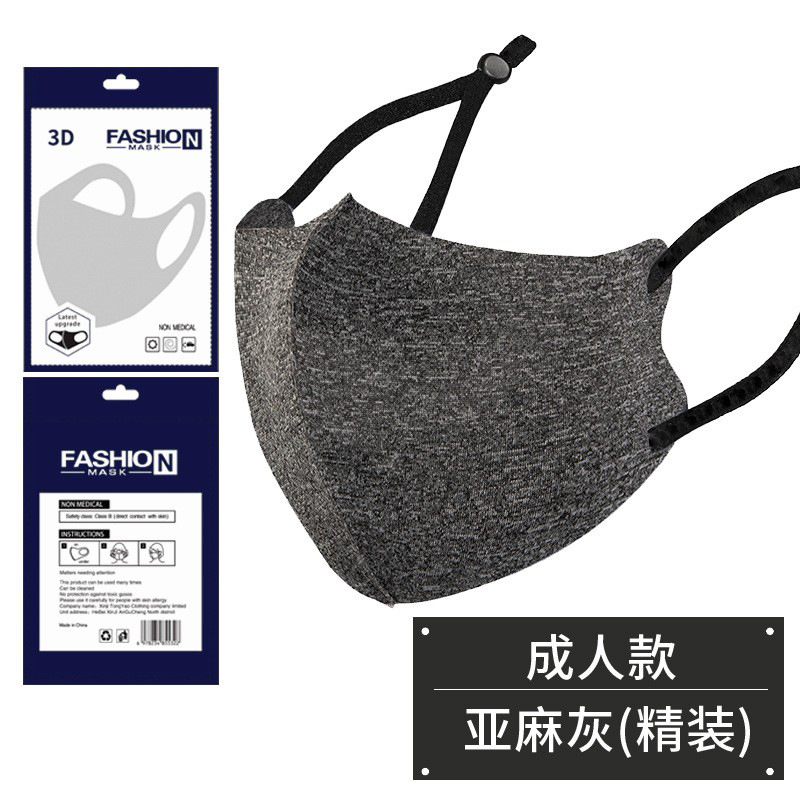 Picture of Dust-Proof Ice Silk Cotton Knitted Mask Wholesale Women's Summer Warm Anti-Smog Breathable Washable Adjustable 3D Black Mask