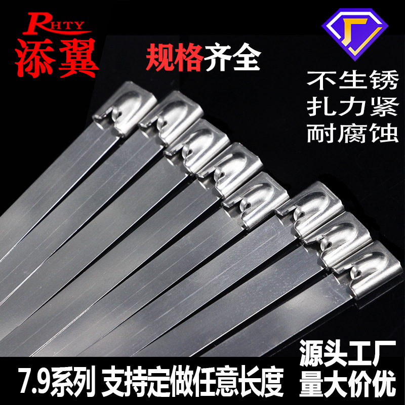 304 Stainless Steel Cable Ties 900*10*300*500*12*200mm Bundled Metal Marine Cable Ties Manufacturer