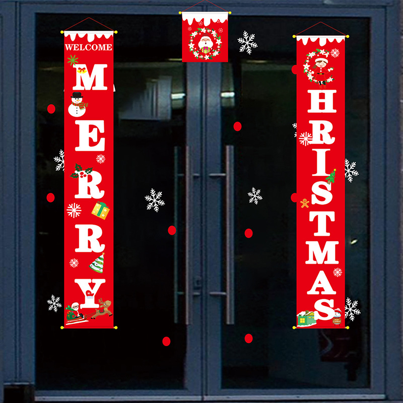 Picture of New Christmas couplet hanging cloth door curtain Christmas decoration supplies atmosphere Wall cloth hanging door decoration hanging flag