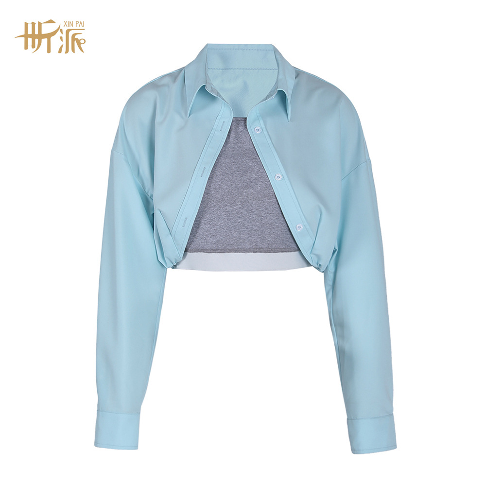Big Sale Price Ready-Made Spring and Summer New Design Densely Woven Layered Light and Fresh Summer Women's Vest Short Shirt