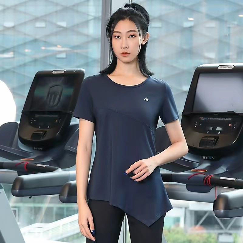 Yoga T-shirt chubby girl Sports Loose Summer Outdoor Women's Gym Running Quick-drying Hip Covering Top Breathable