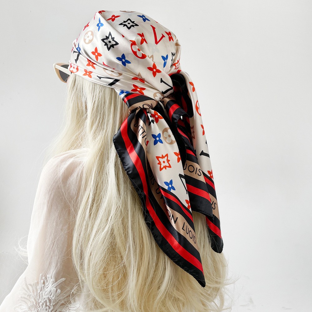 Picture of Simulated Silk Scarf Women's Headscarf 90*90cm Square Scarf Pattern Scarf Shawl European and American Cross-Border Scarf Wholesale