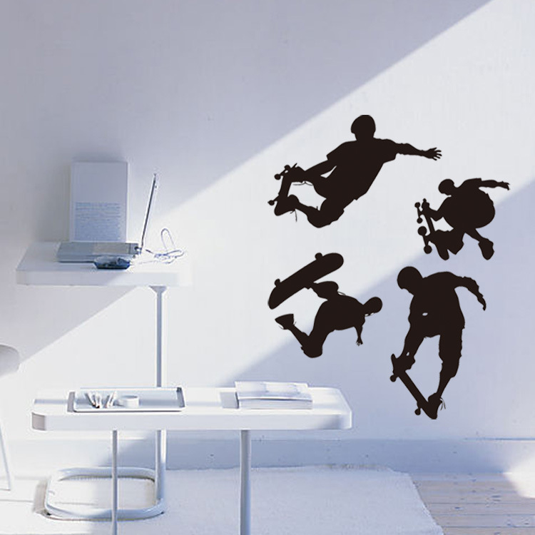 Picture of 5706 Cross-Border Pvc Cut Out Carved Wall Stickers Skateboard Boy Removable Wall Stickers