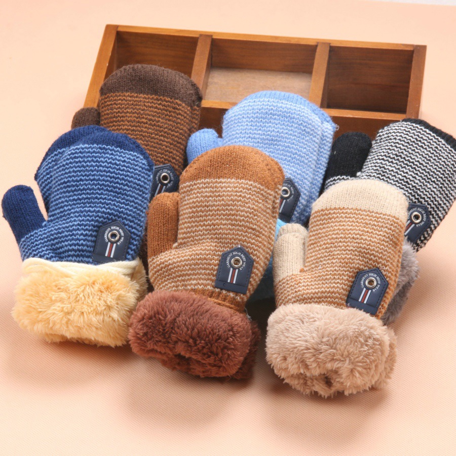 2022 New Boys' Warm Gloves, Unisex Baby Fingerless Gloves, Winter Children's Double-Layer Thickened Gloves for Toddlers and Young Children