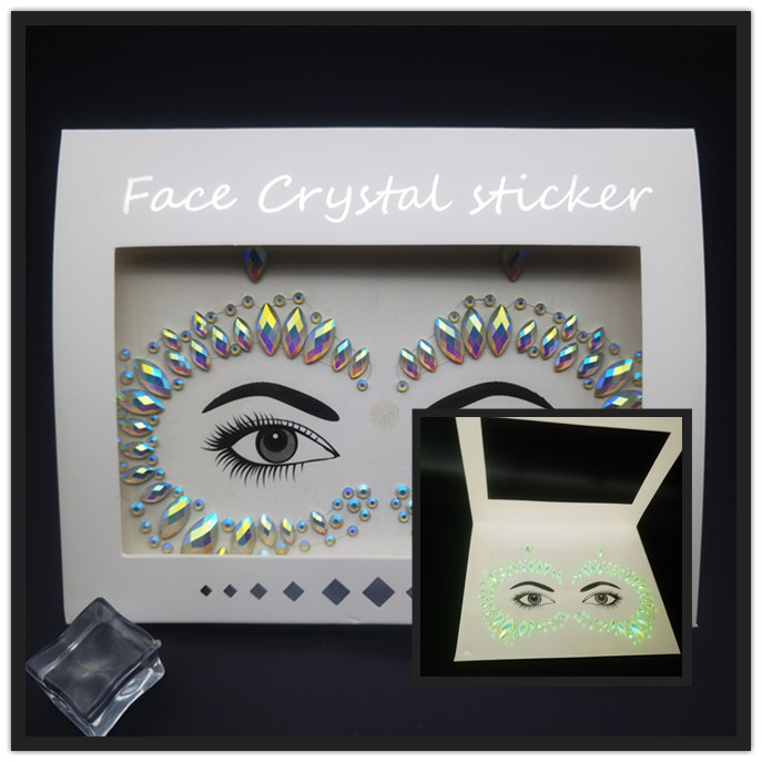 Picture of Internet Celebrity DIY Face Stickers, Eyebrow Stickers, Acrylic Accessories, Colorfulful Forehead Decoration, Masquerade Face Rhinestone Stickers