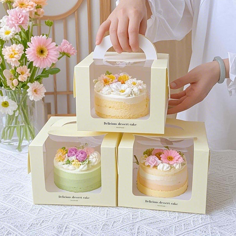 4 inch portable cake box small 4 inch thick birthday cake packaging box 4/5/6 inch raised mousse pastry box