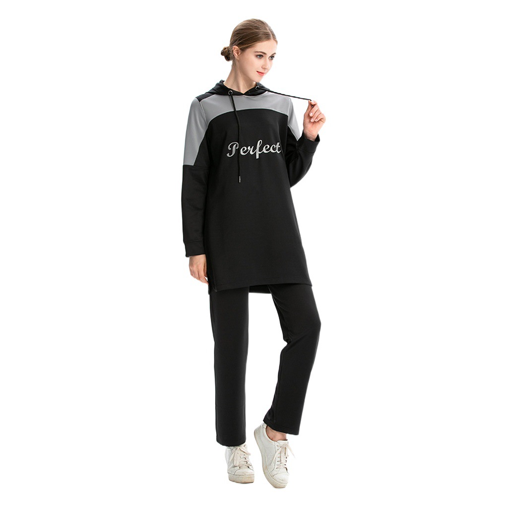 M-3Xl New Women's Tops Cross-Border Hui Sportswear Casual Color Matching Hooded Sweatshirt Y001