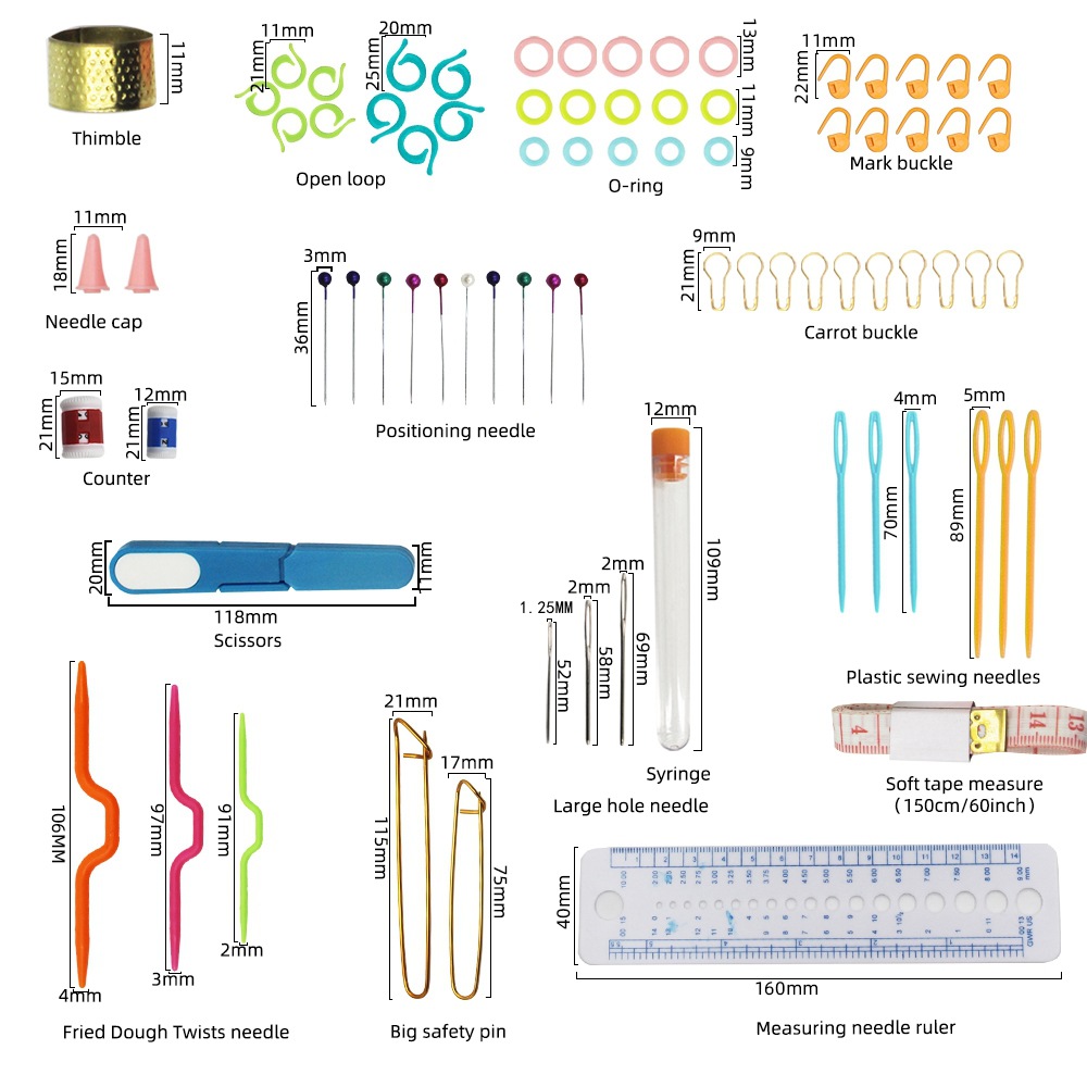 Picture of Cross-border wholesale full set of handmade crochet wool knitting tools hook knitting bag rainbow TPR soft handle crochet suit