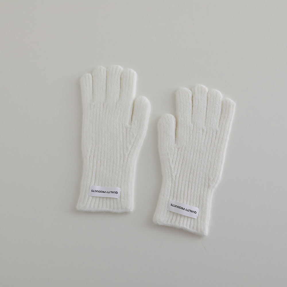 Picture of Winter Children's Knitted Gloves Middle School Students' Knitted Five-Finger Gloves with Exposed Thumb and Index Finger Students Writing Gloves