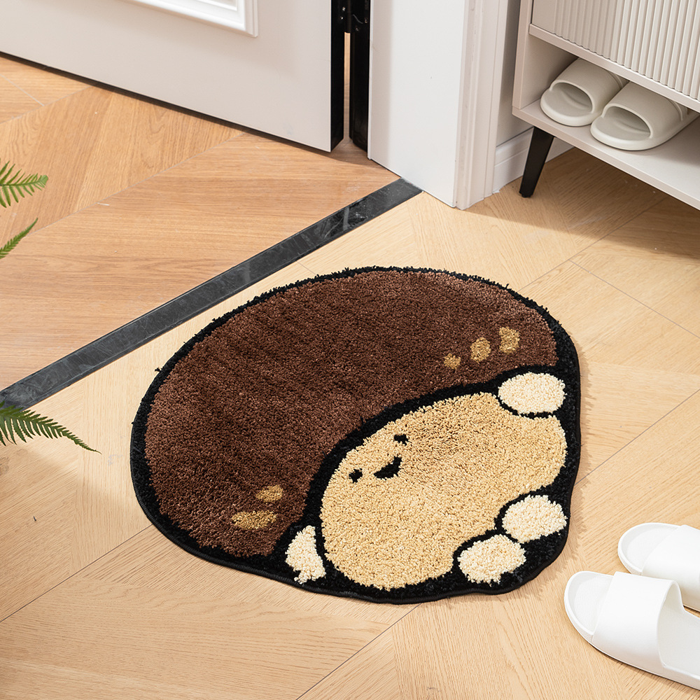 Picture of Flocked Round Bedroom Door Mat, Non-Slip Bathroom Absorbent Floor Mat, Entrance Door Mat, Children's Mat, Non-Slip and Absorbent