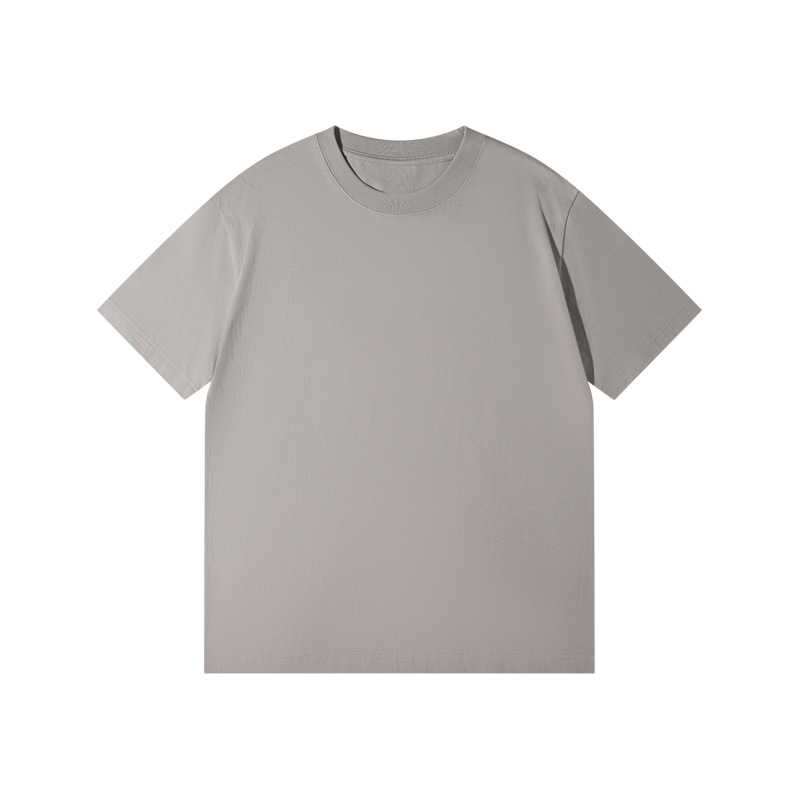 Picture of Japanese Style 230g Pure Cotton Short-Sleeved T-Shirt Women's Right Shoulder Round Neck Top Pure Color Half-Sleeved Bottoming Shirt Clothes Men's Wholesale