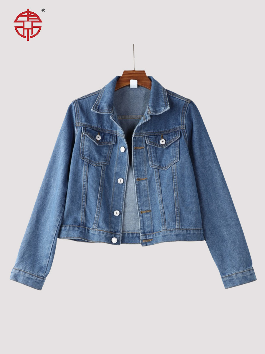 Picture of Vintage Denim Shirt Jacket for Women, Hong Kong Style Loose Denim Work Jacket, Trendy Popular Foreign Trade Jacket for Women