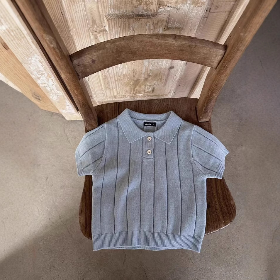 Picture of Korean Style 2025 Spring and Summer Baby Knitwear Thin Summer Top Lel Children's Pullover Polo Shirt
