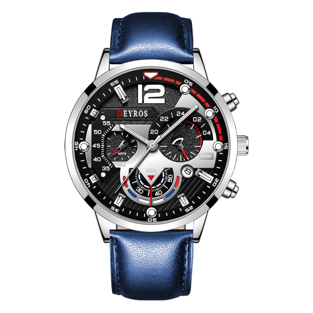DEYROS cross-border wholesale foreign trade spot men's watches fashion belt calendar luminous quartz watch a generation of hair