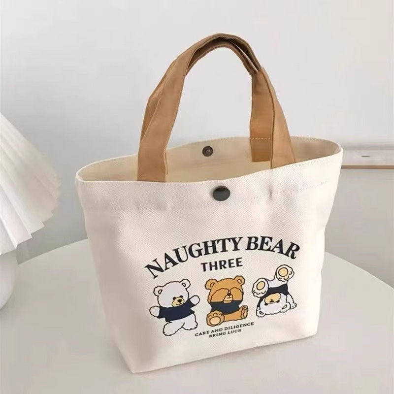 New Bear Canvas Bag Portable Work Trumpeter Lunch Bag Handbag Canvas Bag Gift Bag Shoulder Bag