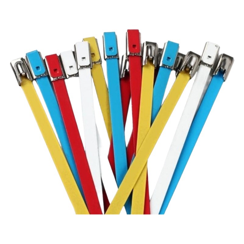 Plastic spray color ribbon stainless steel strap color metal width ribbon Marine Ball locking 304
