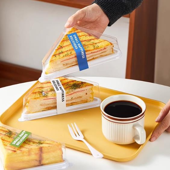 Internet Celebrity Sandwich Packaging Box Triangular Sandwich Baked Pastry Bread Commercial Disposable Transparent Packaging Box