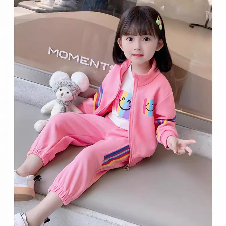 Children's Clothing Autumn Girls' suit Autumn Clothing Children's Long-sleeved Zipper Jacket Casual Pants Children's Sportswear Two-piece Set