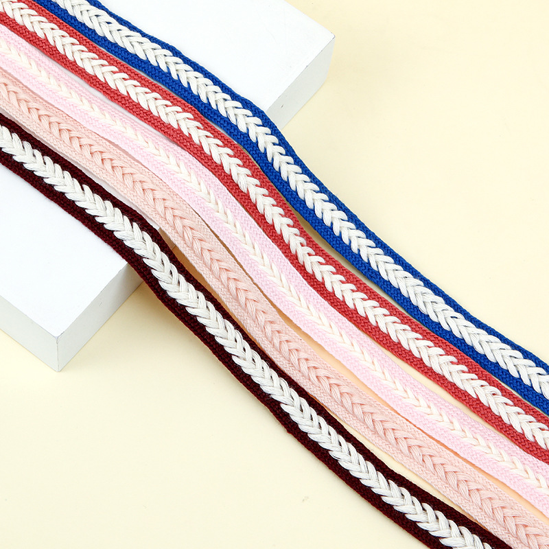 Picture of Marshmallow Two-Color Wheat Ear Shoelaces 1.5cm Casual Shoes Sneakers Twist Woven Cotton Shoelaces Ready for Cross-Border Wholesale