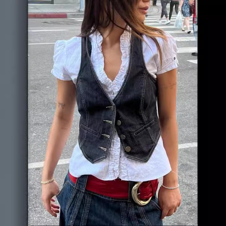 European and American foreign trade cross-border supply fashion slim denim vest women
