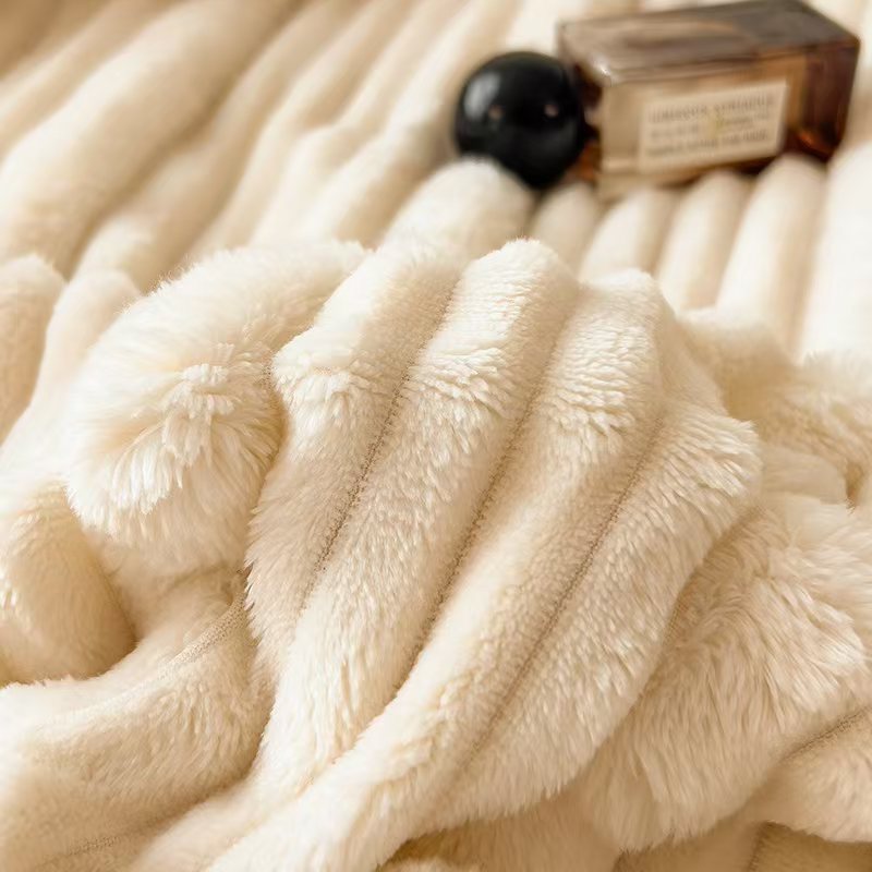 Picture of Rabbit velvet blanket thickened office nap blanket is air-conditioned sofa coral velvet lunch break shawl small blanket wholesale