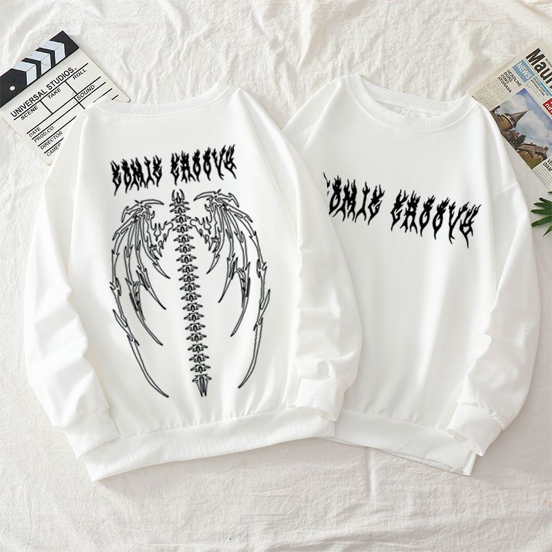Picture of Autumn high street retro dark fashion brand y2g letter printed round neck thin sweater for men and women