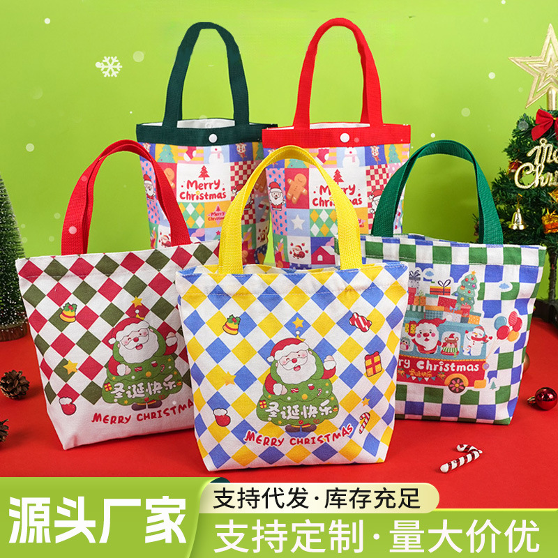 Christmas Gift Bag Decorations Gift Canvas Bag Christmas Eve Handbag Candy Apple Hand Packing Bag