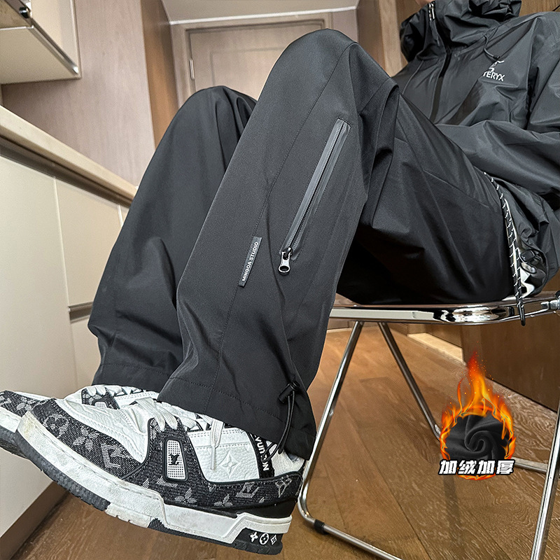 Functional waterproof pants men's winter fleece-lined outdoor sports pants college students travel mountaineering casual pants wholesale