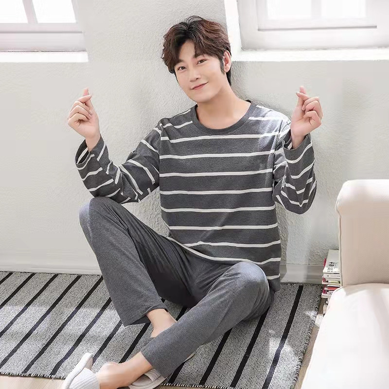 Picture of Men's Pajamas Long Sleeve Pants Spring and Autumn Thin Dad Large Size Casual Home Wear Factory Foreign Trade Cross-border Explosions