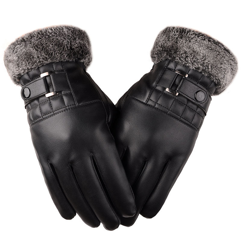 Men's Autumn and Winter Touch Screen Gloves, Business Driving Men's Gloves, Thickeneded and Velvet Warm Cycling Outdoor Cotton Gloves