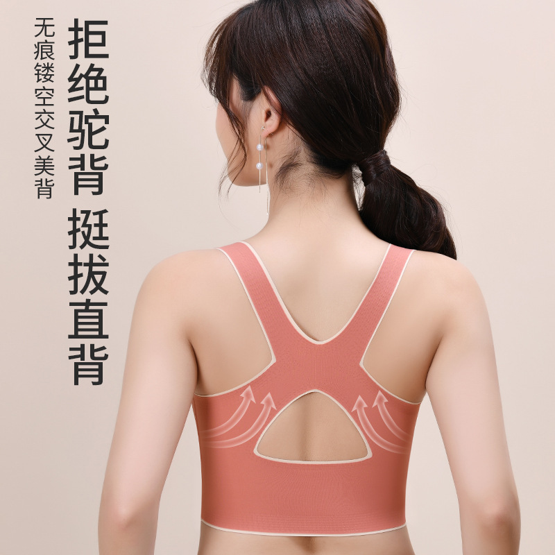 Picture of New Cross Side Buckle Collapsing Paramelia Sports Bra Outer Wear Yoga Vest Seamless Gathering Beauty Back Straightening Underwear for Women