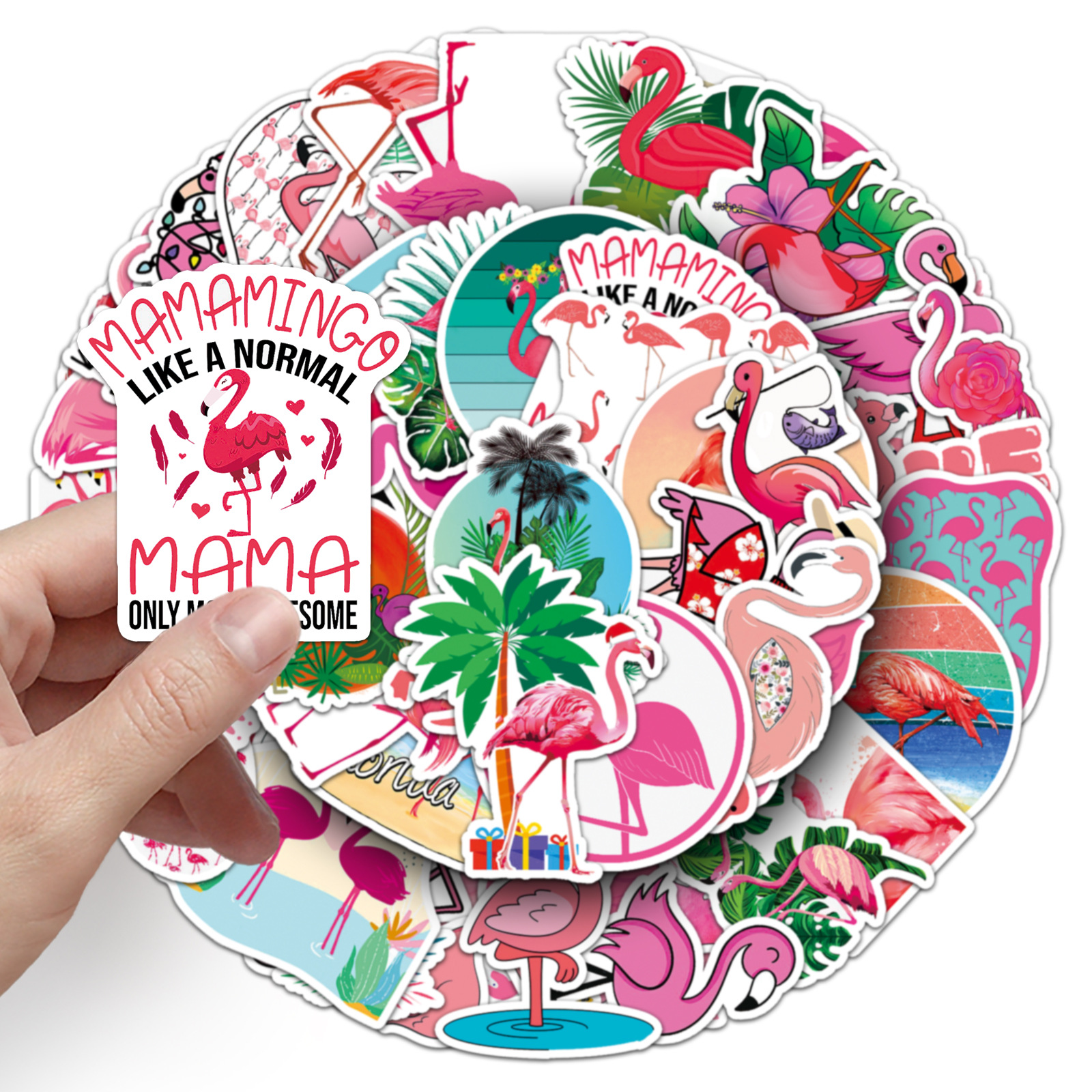 Picture of 50 Flamingo Graffiti Personality Cross-border Cartoon Animal Creative DIY Skateboard Water Cup Luggage Sticker Wholesale