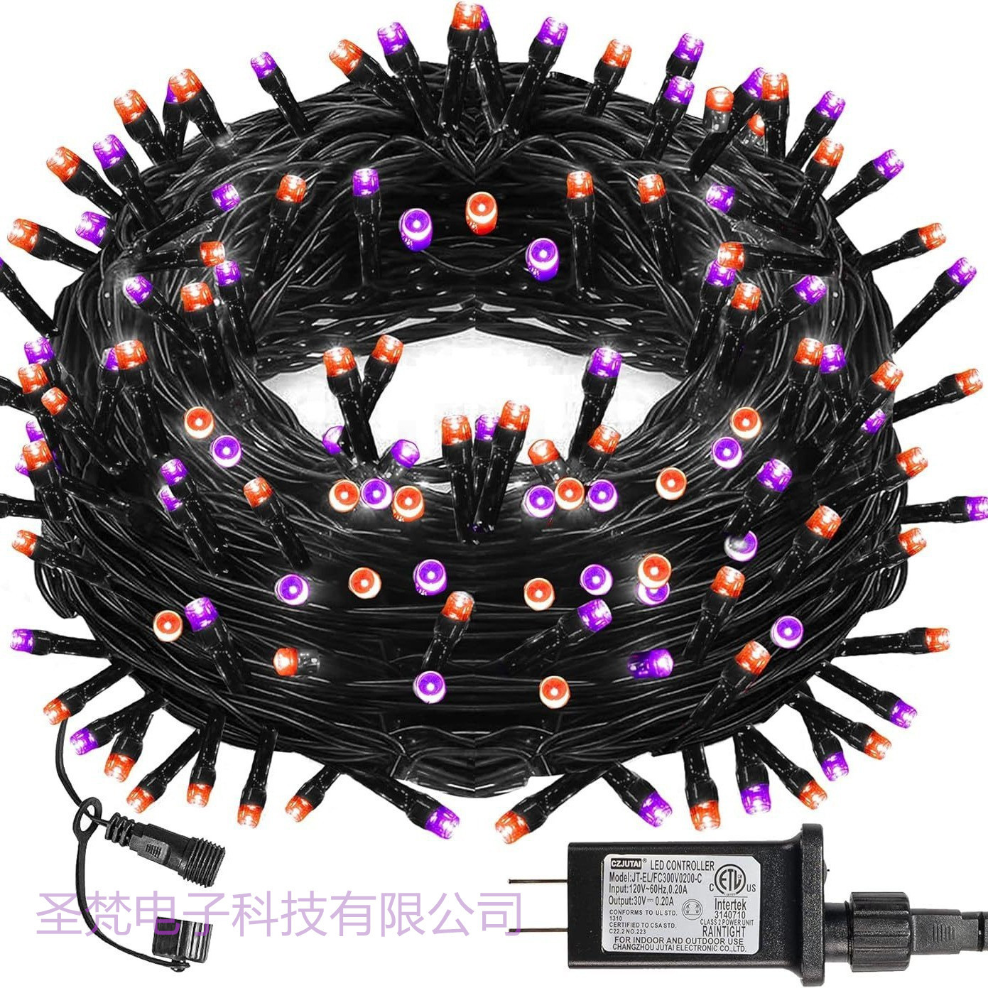 Halloween Light String LED Orange Purple Light String Halloween Horror Atmosphere Layout Outdoor Waterproof Courtyard Decorative Light