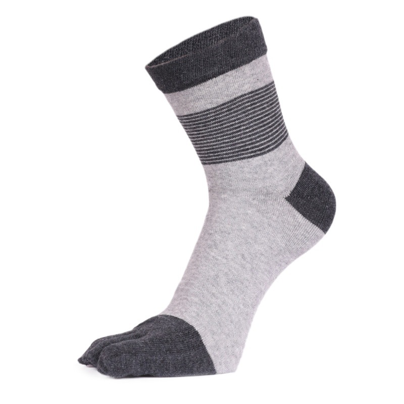 Amazon Spring and Autumn Men's Toe Socks Solid Color Five-Toe Socks Comfortable Mid-Calf Socks Men's Socks Five-Toe Sweat-Absorbing Mid-Calf Split-Toe Socks