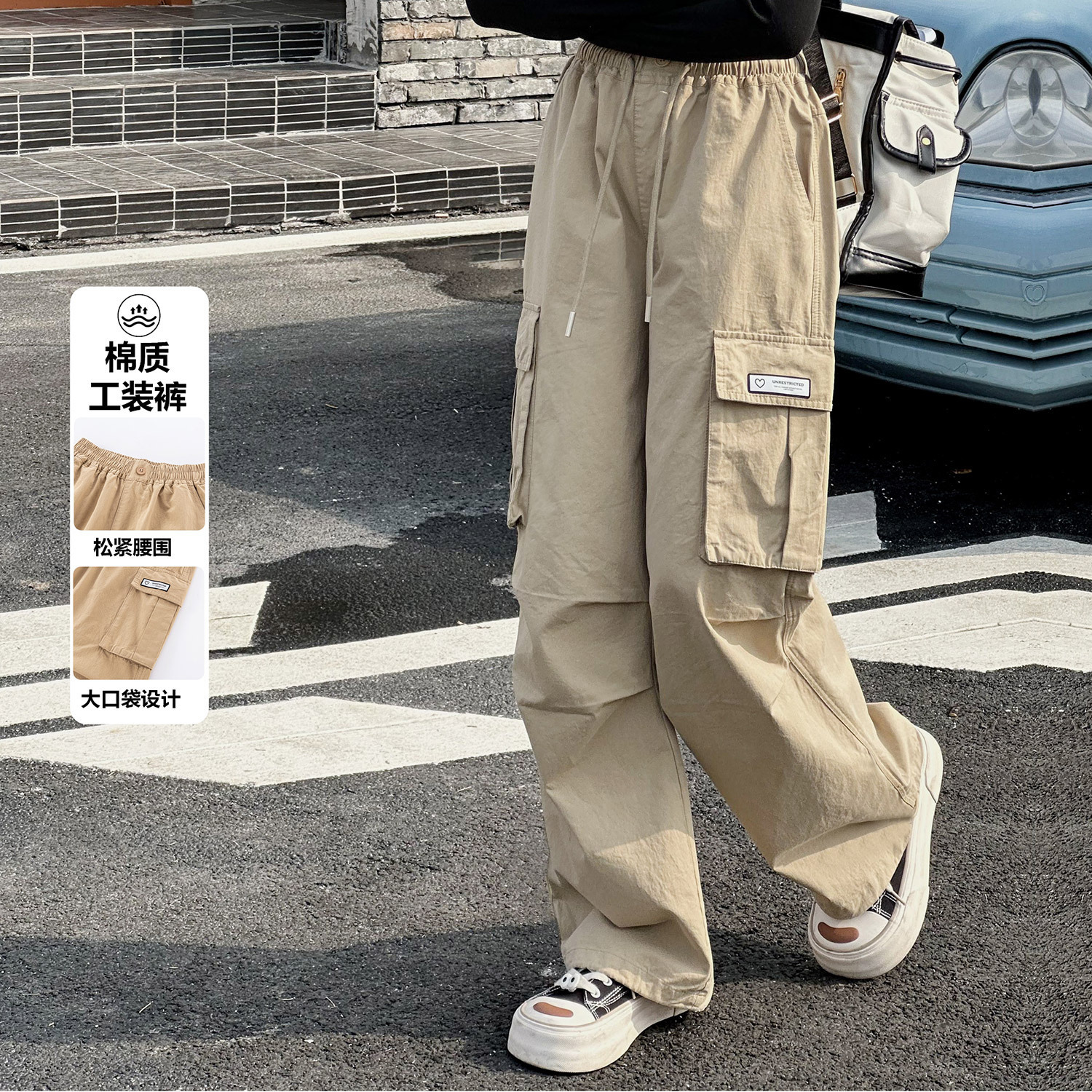 Girls' Casual Pants Spring and Autumn 2024 New Style Large Children's Loose Girls' Cushion Pants Wide Leg Long Pants Autumn Wear
