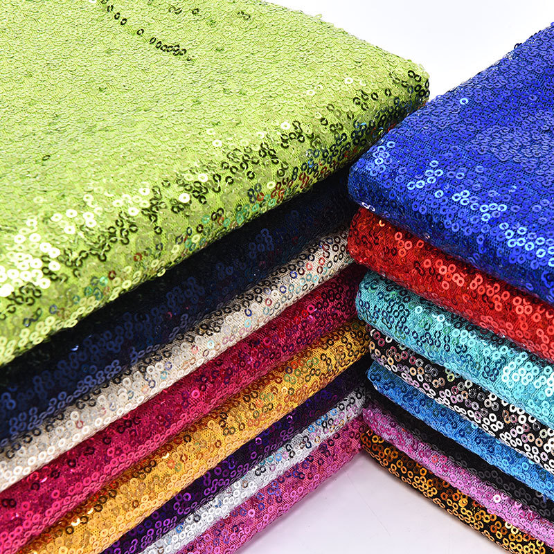 [Spot wholesale] 3mm sequin fabric Random piece encryption mesh decorative fabric wedding costume beaded cloth