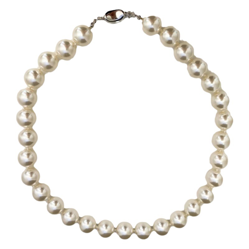 Perfect Round Imitation Shijia Tahitian Round Pearl Necklace Women's Accessible Luxury High-End Necklace Elegant Simple Sweater Chain